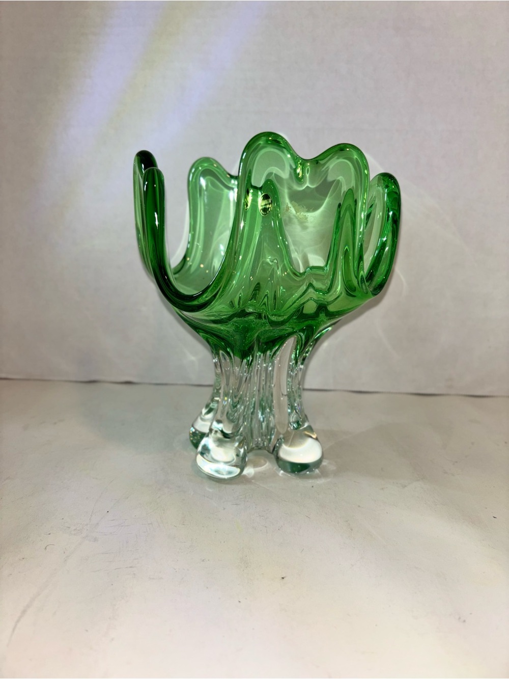 Kanawha Vintage Handblown Green Glass Bowl-Great Condition